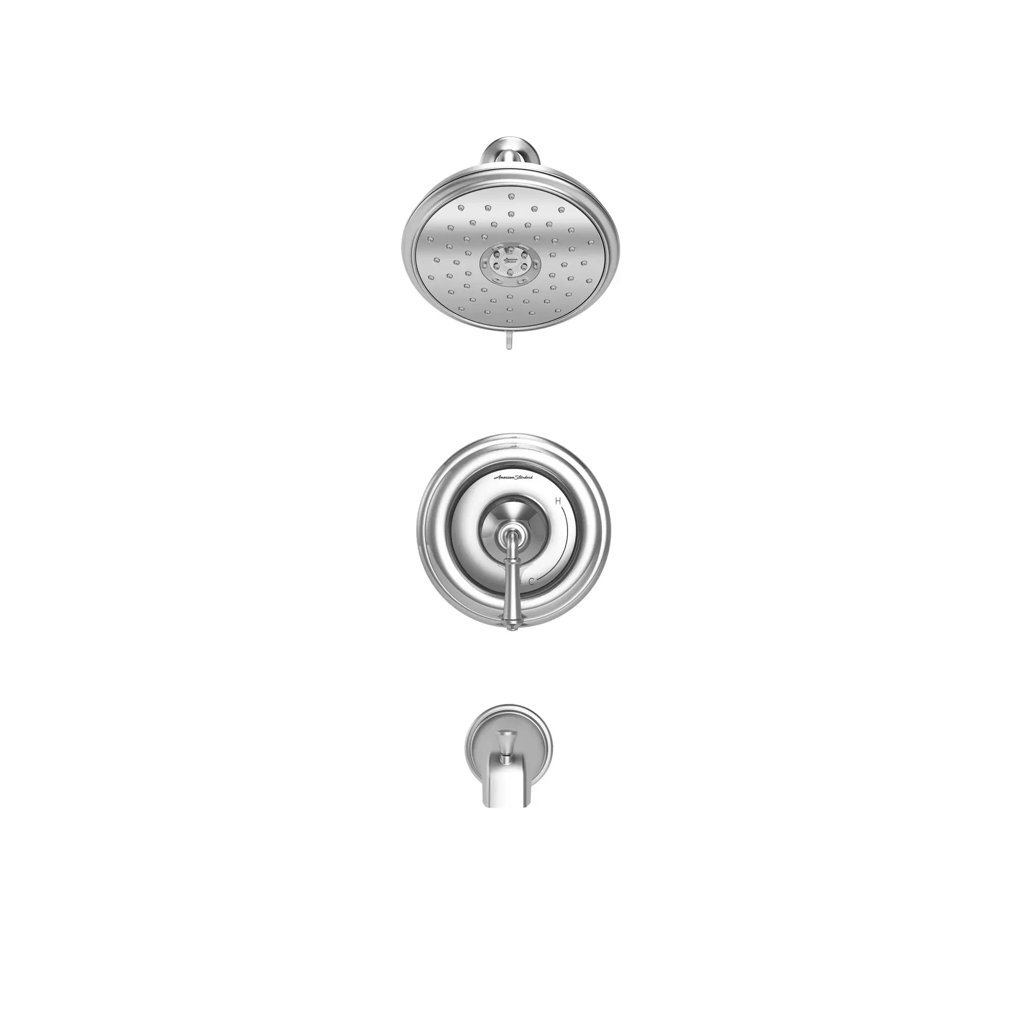 Portsmouth Round Tub and Shower Trim Kit with Water-Saving Showerhead and Double Ceramic Pressure Balance Cartridge with Lever Handle — image 1